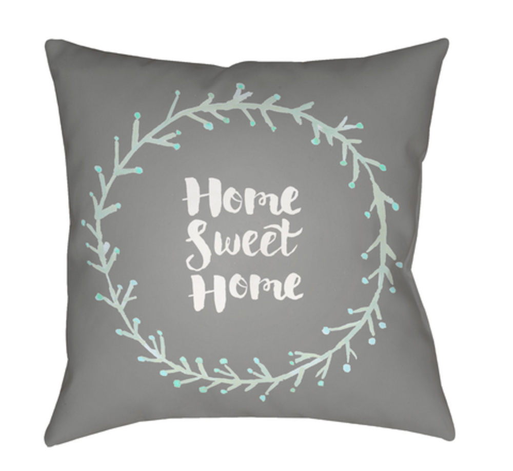 QTE022-1818 Home Sweet Home II 18 x 18 x 4 in. Throw Pillow, Grey - Medium