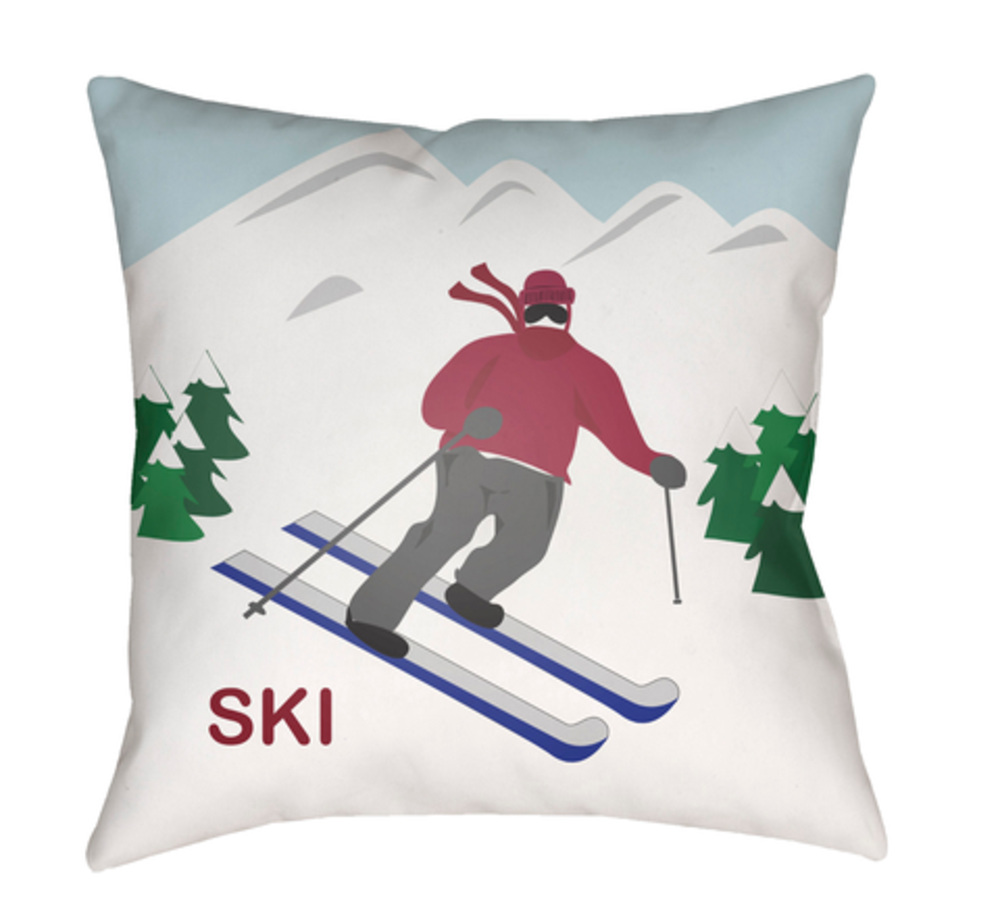 SKI001-1818 Ski I 18 x 18 x 4 in. Throw Pillow, White - Medium