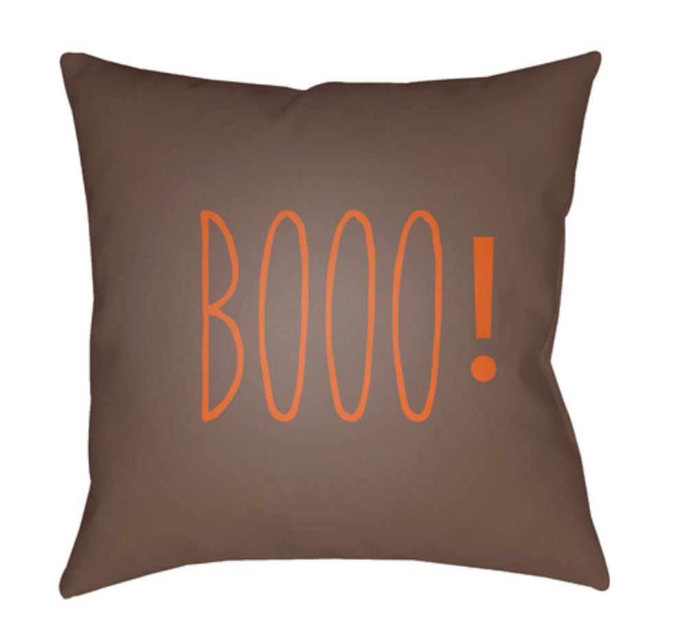 BOO103-1818 18 x 18 x 4 in. Boo Square Throw Pillow, Brown