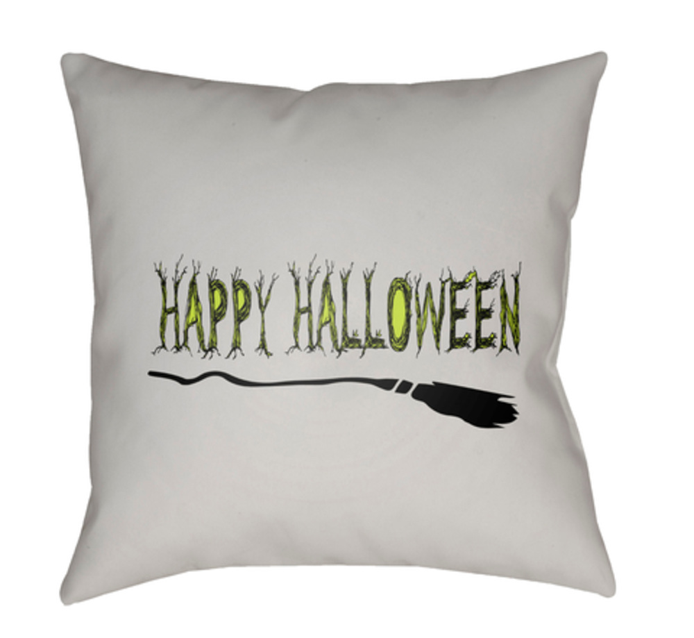 BOO123-1818 18 x 18 x 4 in. Boo Square Throw Pillow, Light Gray
