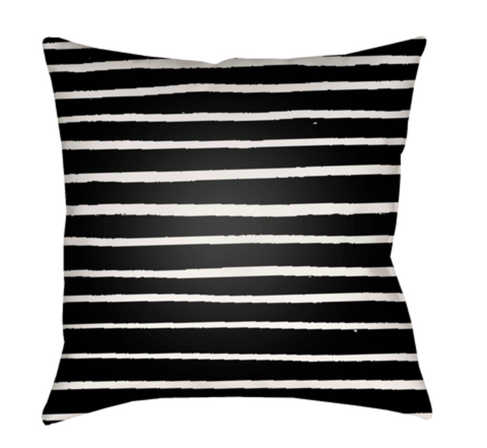 WRAN006-1818 18 x 18 x 4 in. Stripes Square Throw Pillow, Black & White