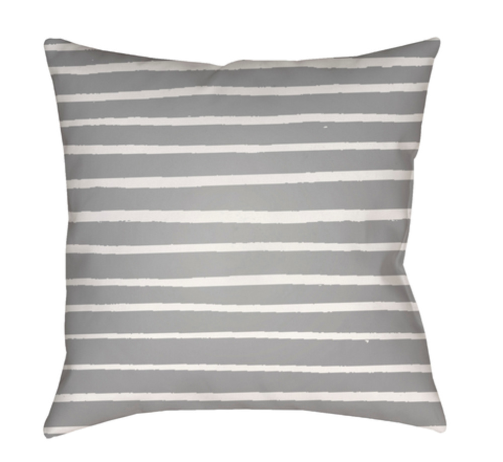 WRAN007-1818 18 x 18 x 4 in. Stripes Square Throw Pillow, Gray & White