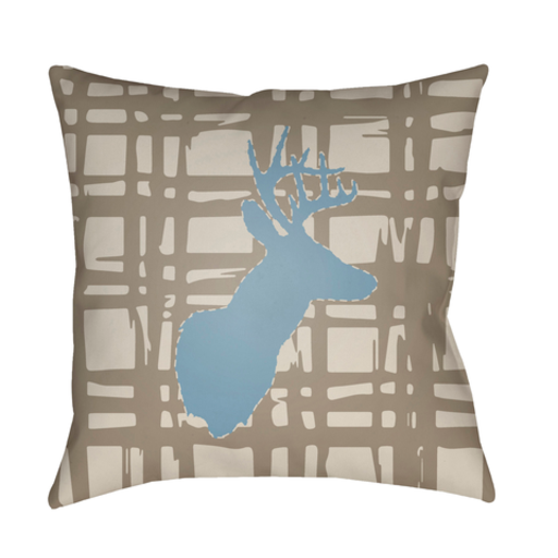 DEER001-2020 20 x 20 x 4 in. Deer Square Throw Pillow, Brown, Beige & Blue