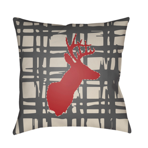 DEER003-2020 20 x 20 x 4 in. Deer Square Throw Pillow, Gray, Red & Beige