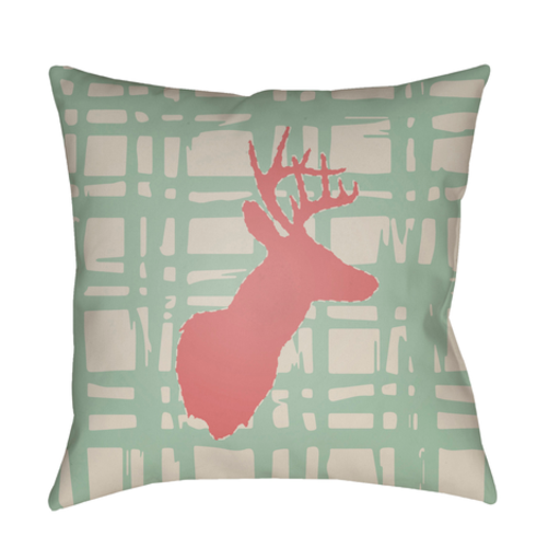 DEER004-2020 20 x 20 x 4 in. Deer Square Throw Pillow, Blue, Red & Beige