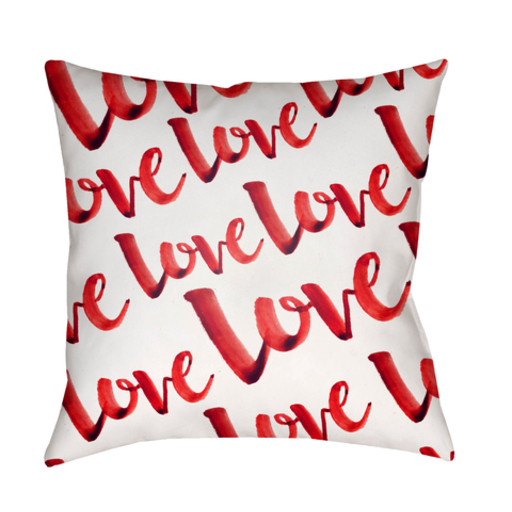 HEART002-2020 20 x 20 x 4 in. Love Square Throw Pillow, Red & White