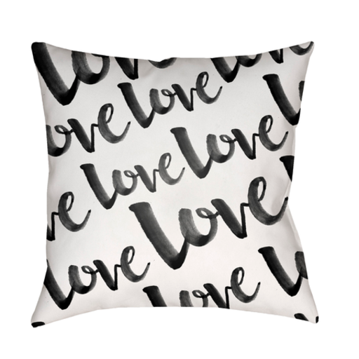 HEART004-2020 20 x 20 x 4 in. Love Square Throw Pillow, Black & White
