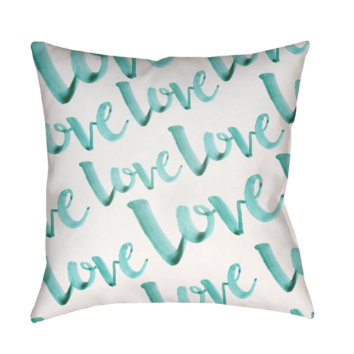 HEART005-2020 20 x 20 x 4 in. Love Square Throw Pillow, Blue & White