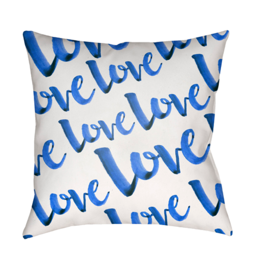 HEART008-2020 20 x 20 x 4 in. Love Square Throw Pillow, Blue & White
