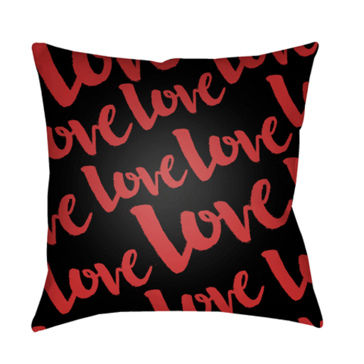 HEART009-2020 20 x 20 x 4 in. Love Square Throw Pillow, Red & Black