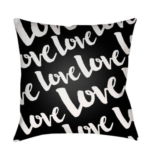 HEART010-2020 20 x 20 x 4 in. Love Square Throw Pillow, Black & White