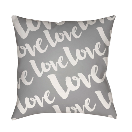 HEART012-2020 20 x 20 x 4 in. Love Square Throw Pillow, Gray & White