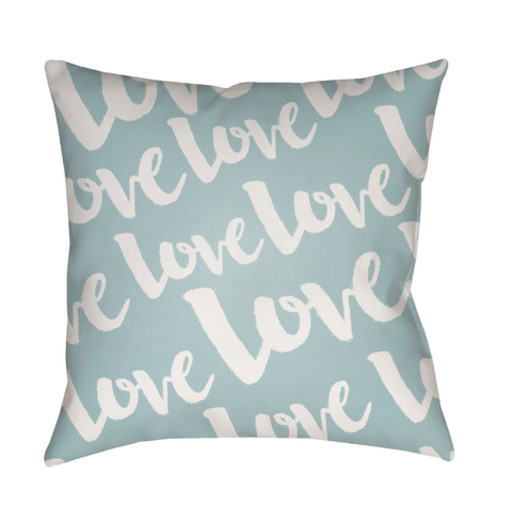 HEART013-2020 20 x 20 x 4 in. Love Square Throw Pillow, Blue & White