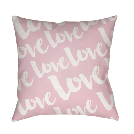 HEART014-2020 20 x 20 x 4 in. Love Square Throw Pillow, Pink & White