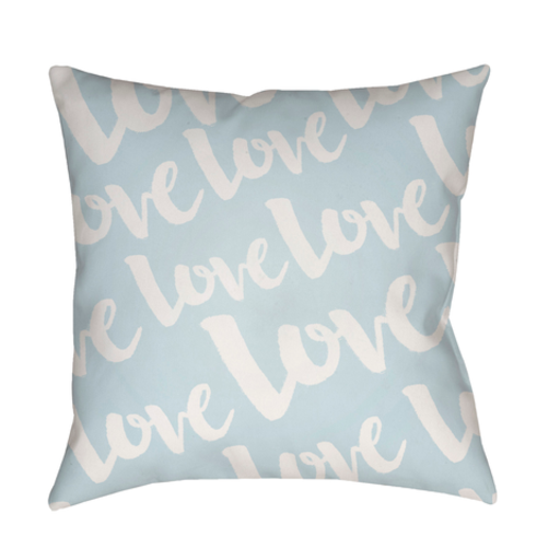 HEART015-2020 20 x 20 x 4 in. Love Square Throw Pillow, Blue & White