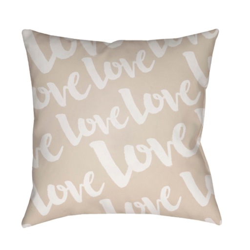 HEART018-2020 20 x 20 x 4 in. Love Square Throw Pillow, Beige & White