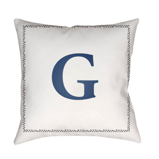 INT007-2020 20 x 20 x 4 in. Initials Square Throw Pillow, White & Blue