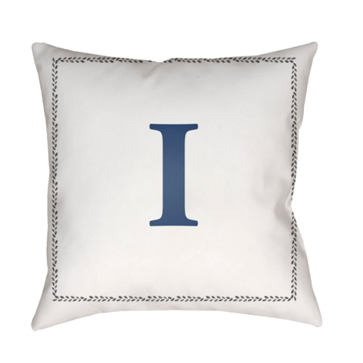 INT009-2020 20 x 20 x 4 in. Initials Square Throw Pillow, White & Blue