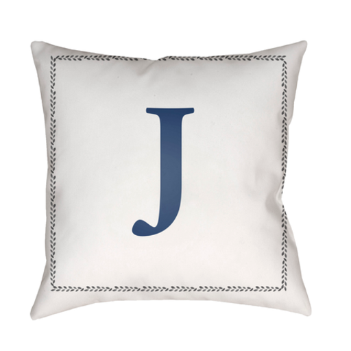 INT010-2020 20 x 20 x 4 in. Initials Square Throw Pillow, White & Blue