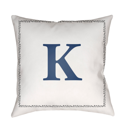 INT011-2020 20 x 20 x 4 in. Initials Square Throw Pillow, White & Blue