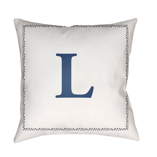 INT012-2020 20 x 20 x 4 in. Initials Square Throw Pillow, White & Blue