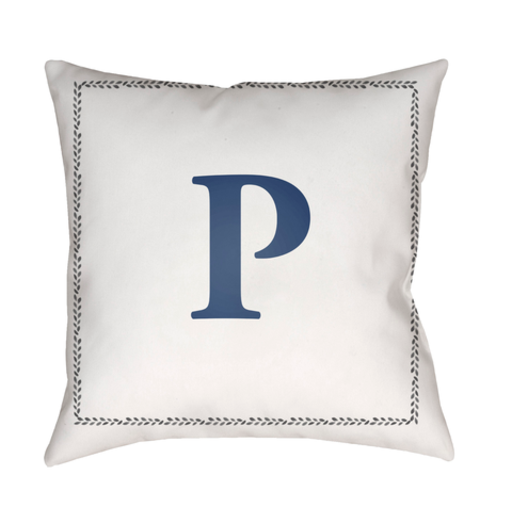 INT016-2020 20 x 20 x 4 in. Initials Square Throw Pillow, White & Blue