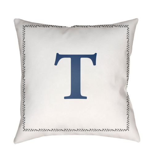 INT020-2020 20 x 20 x 4 in. Initials Square Throw Pillow, White & Blue