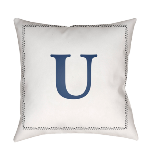 INT021-2020 20 x 20 x 4 in. Initials Square Throw Pillow, White & Blue