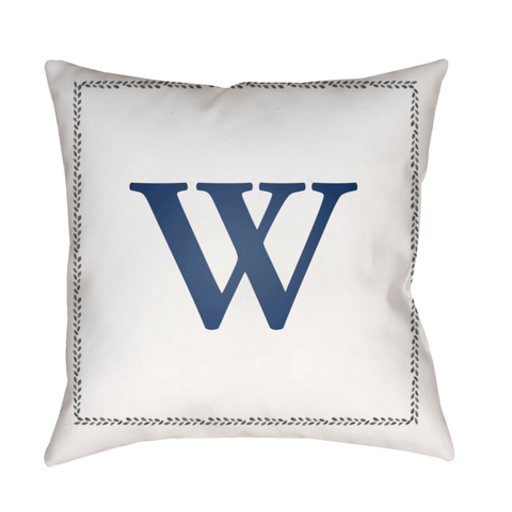 INT023-2020 20 x 20 x 4 in. Initials Square Throw Pillow, White & Blue