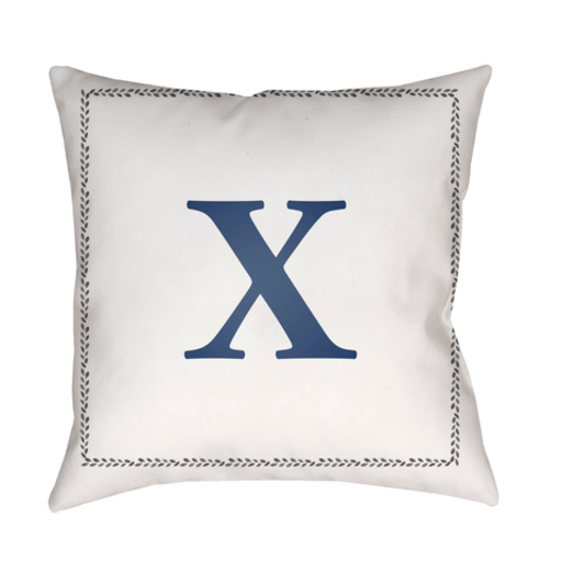 INT024-2020 20 x 20 x 4 in. Initials Square Throw Pillow, White & Blue