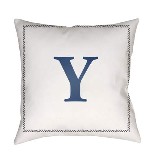 INT025-2020 20 x 20 x 4 in. Initials Square Throw Pillow, White & Blue