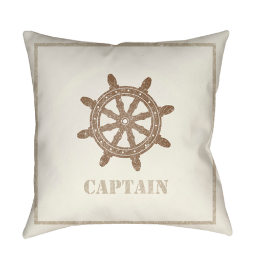 LAKE005-2020 20 x 20 x 4 in. Captain Square Throw Pillow, Beige & Brown