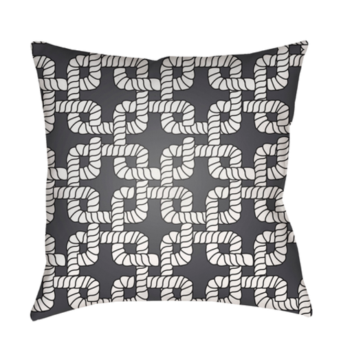 LAKE008-2020 20 x 20 x 4 in. Rope II Square Throw Pillow, Black & White