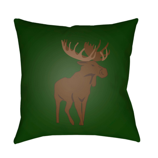 MOO001-2020 20 x 20 x 4 in. Moose Square Throw Pillow, Green & Brown