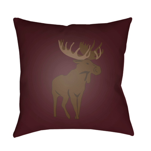 MOO003-2020 20 x 20 x 4 in. Moose Square Throw Pillow, Red & Brown