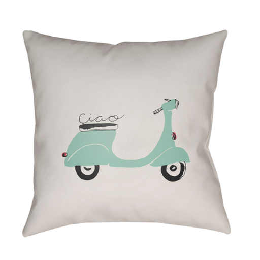 QTE005-2020 20 x 20 x 4 in. Ciao Square Throw Pillow, Blue, Beige & Black
