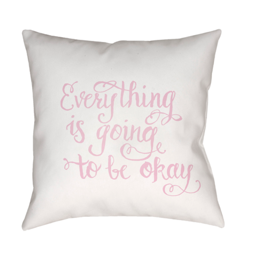 QTE009-2020 20 x 20 x 4 in. Everything Square Throw Pillow, Pink & White