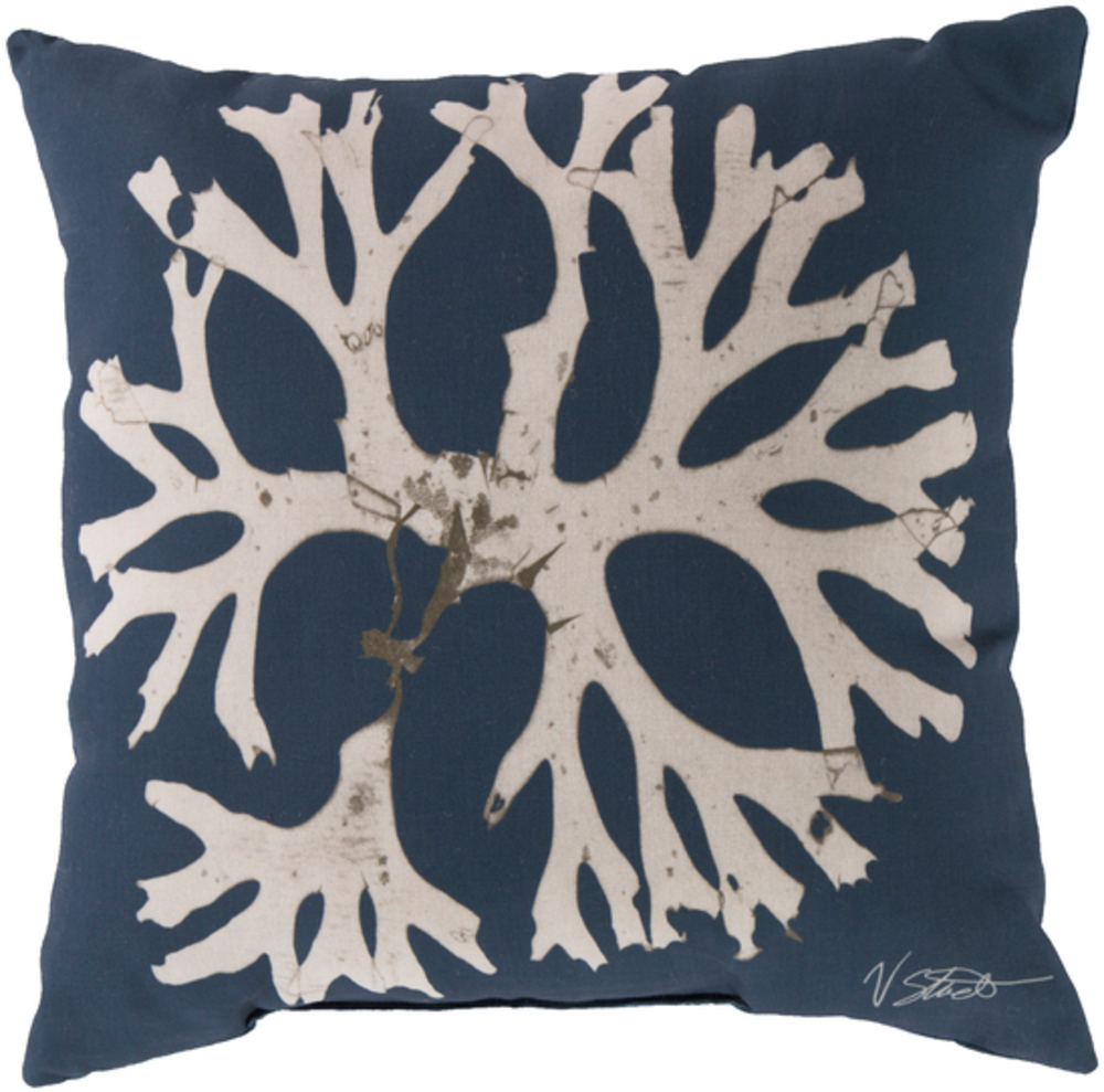 RG053-2020 20 x 20 x 4 in. Rain Coastal Square Throw Pillow, Navy & Beige
