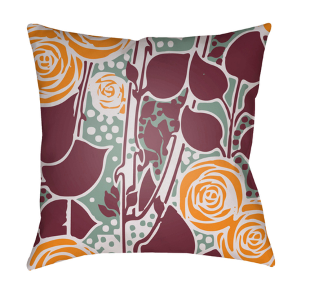 CF025-2222 22 x 22 x 5 in. Chinoiserie Floral Floral Square Throw Pillow, Multi Color