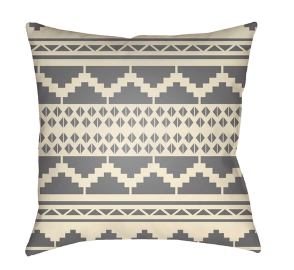 YN035-2222 22 x 22 x 5 in. Yindi Geometric Square Throw Pillow, Medium Gray & Cream