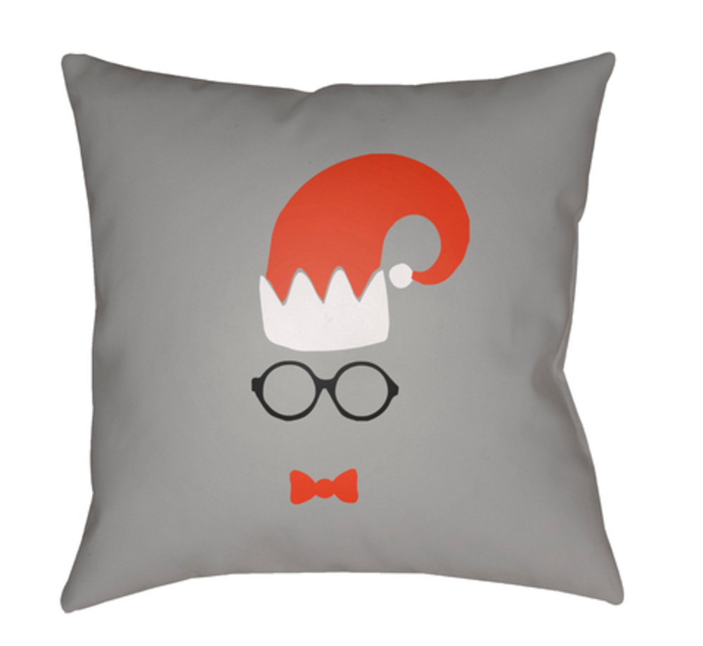 HDY021-1818 18 x 18 x 4 in. Elf Square Throw Pillow, Gray, Red & White