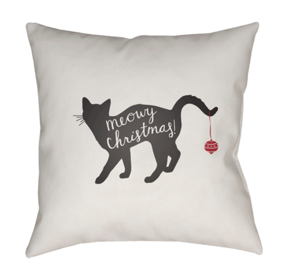 HDY058-1818 18 x 18 x 4 in. Meowy Square Throw Pillow, White & Black