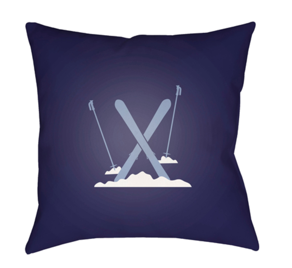 HDY096-1818 18 x 18 x 4 in. Ski Square Throw Pillow, Navy & White