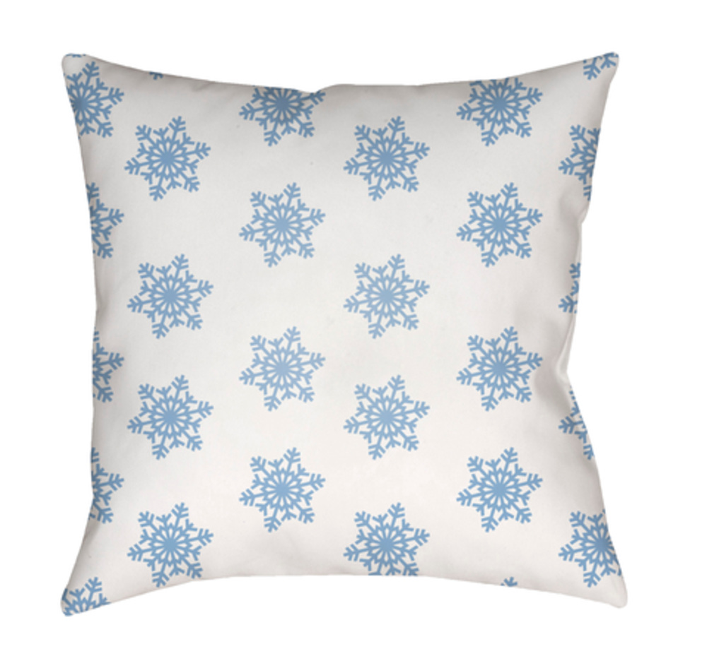 HDY097-1818 18 x 18 x 4 in. Snowflakes Square Throw Pillow, White & Blue