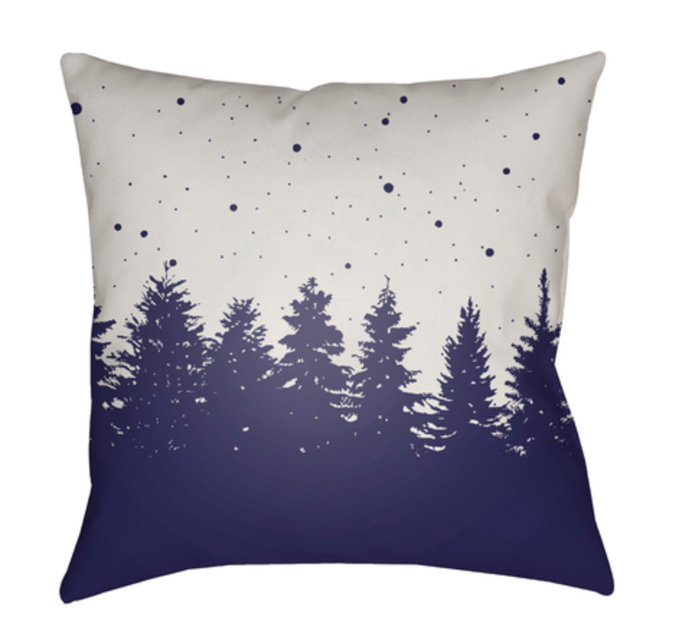 HDY113-1818 18 x 18 x 4 in. Trees Square Throw Pillow, White & Blue