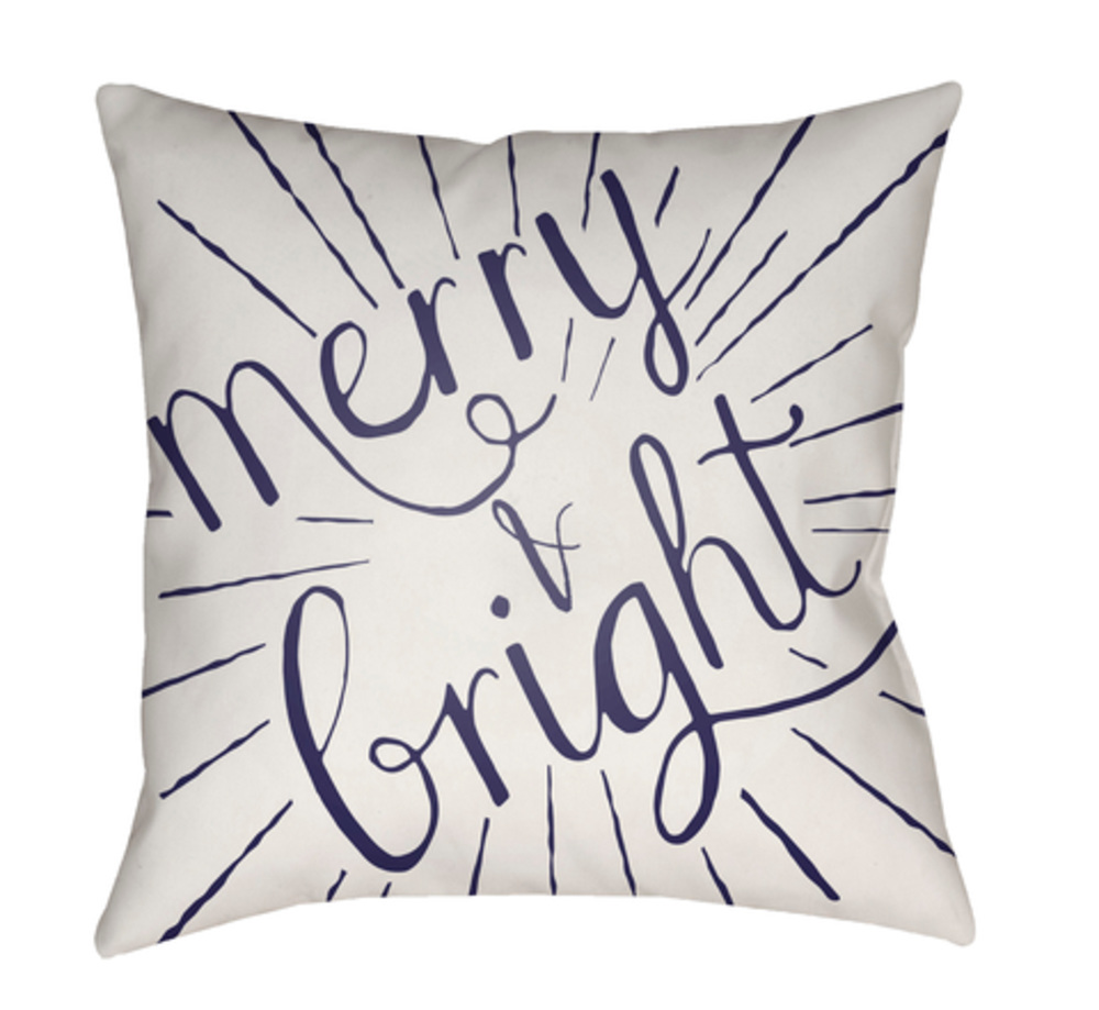 HDY122-1818 18 x 18 x 4 in. Merry & Bright Square Throw Pillow, Blue & White