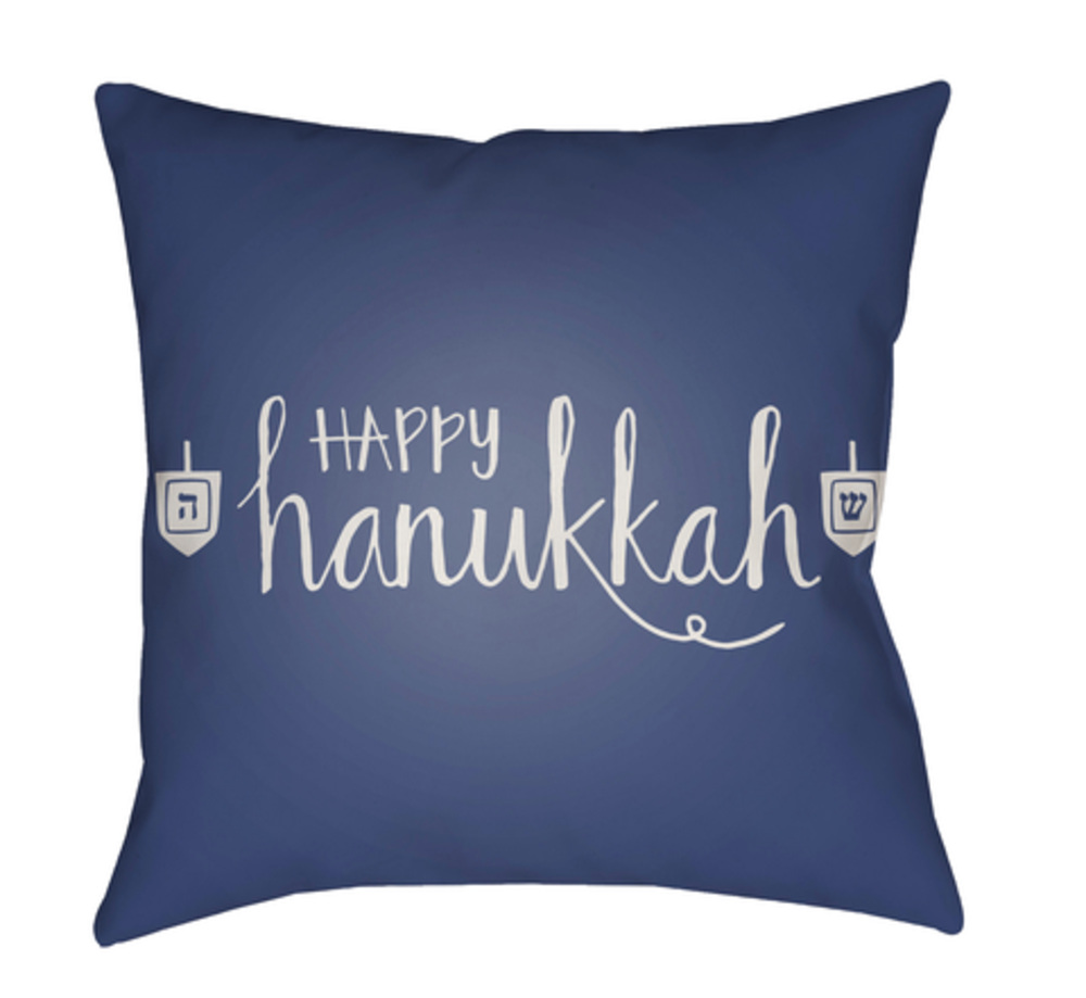 HDY027-2020 Happy Hannukah Medium Throw Pillow, 20 x 20 x 4 in. - Blue & White