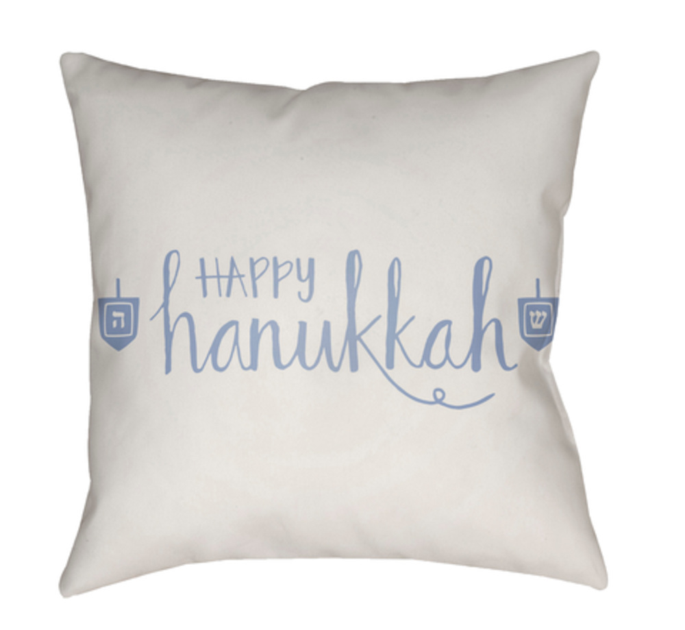 HDY029-2020 Happy Hannukah Medium Throw Pillow, 20 x 20 x 4 in. - White & Blue