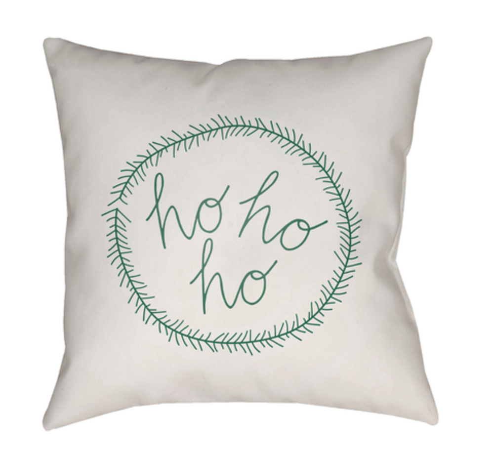 HDY031-2020 Hohoho Medium Throw Pillow, 20 x 20 x 4 in. - White & Green