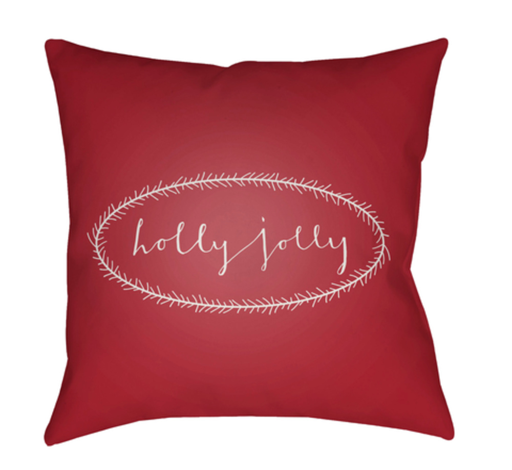 HDY034-2020 Holly Jolly Medium Throw Pillow, 20 x 20 x 4 in. - Red & White